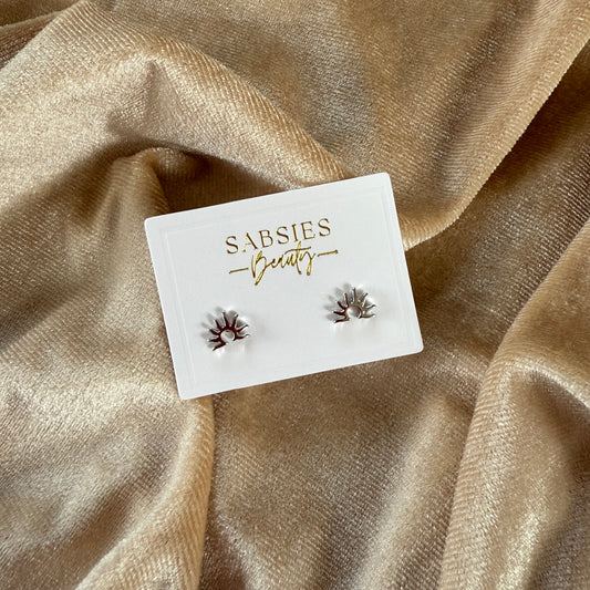 Half Sun Rhodium Plated Stud