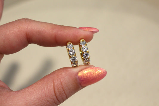 Chunky CZ 18k Gold Plated Thick Huggie