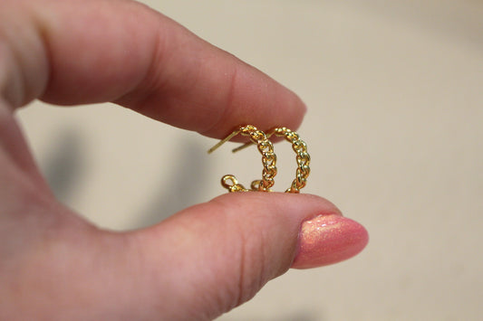 Chain Link Small Hoop 18k Gold Plated