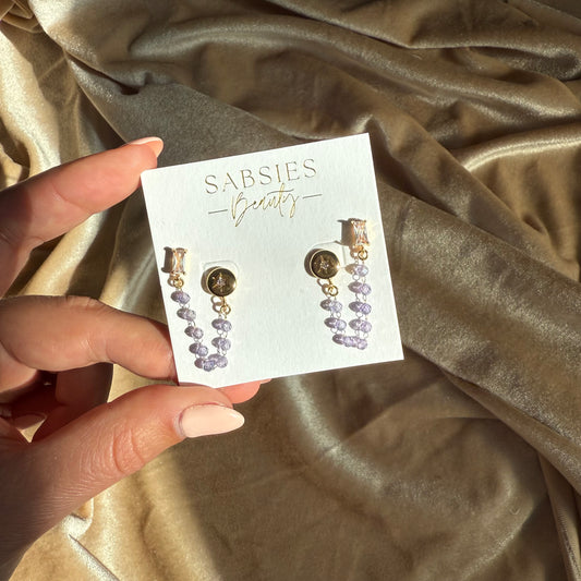 Purple 18k Gold Plated Star Double Stud