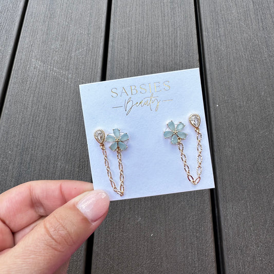 Aqua Flower Double Stud