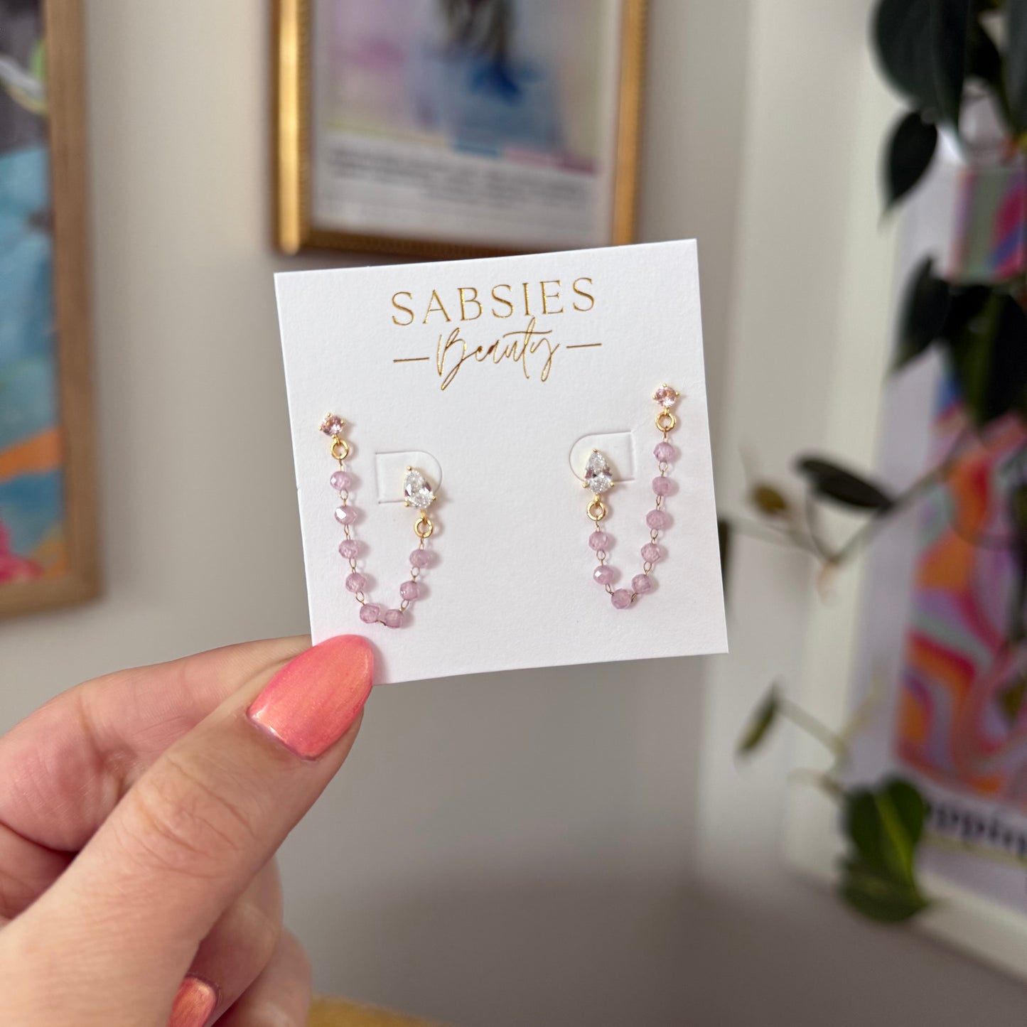 Baby Pink Crystal Double Stud