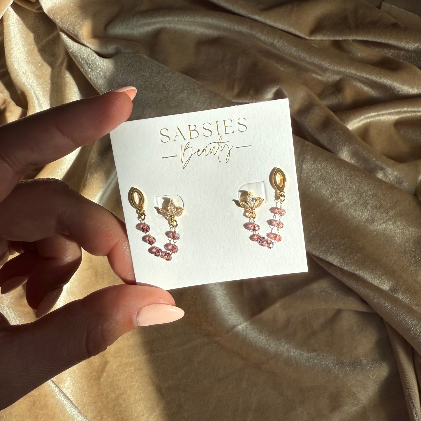 Small Purple Crystal Double Stud 18k Gold Plated