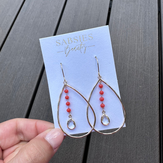 Gold and Coral Chain Dangle