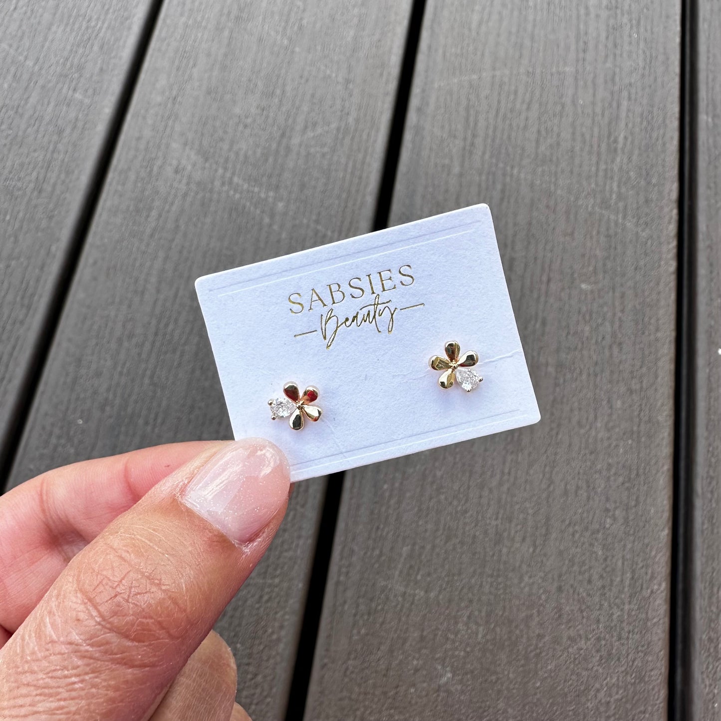 Crystal Floral 18k Gold Plated Stud