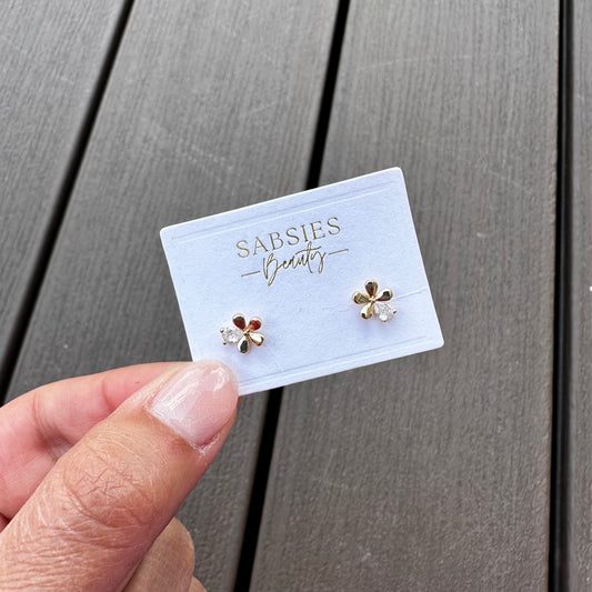 Crystal Floral 18k Gold Plated Stud