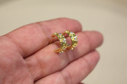 Star Crystal Half Hoop 18k Gold Plated