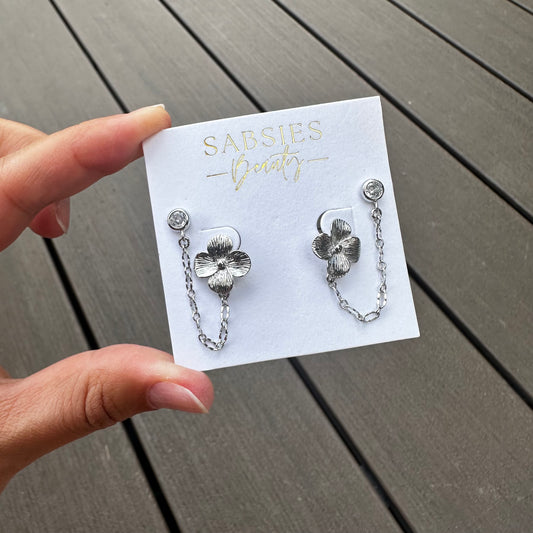 Silver Flower Double Stud