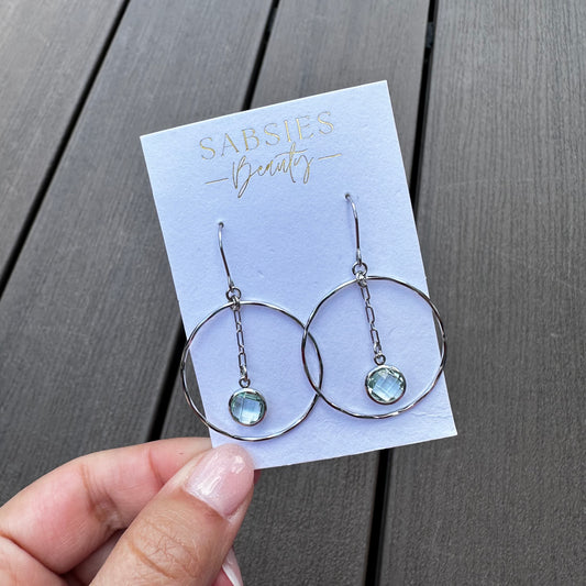 Silver Chain Dangle with Aqua Stone