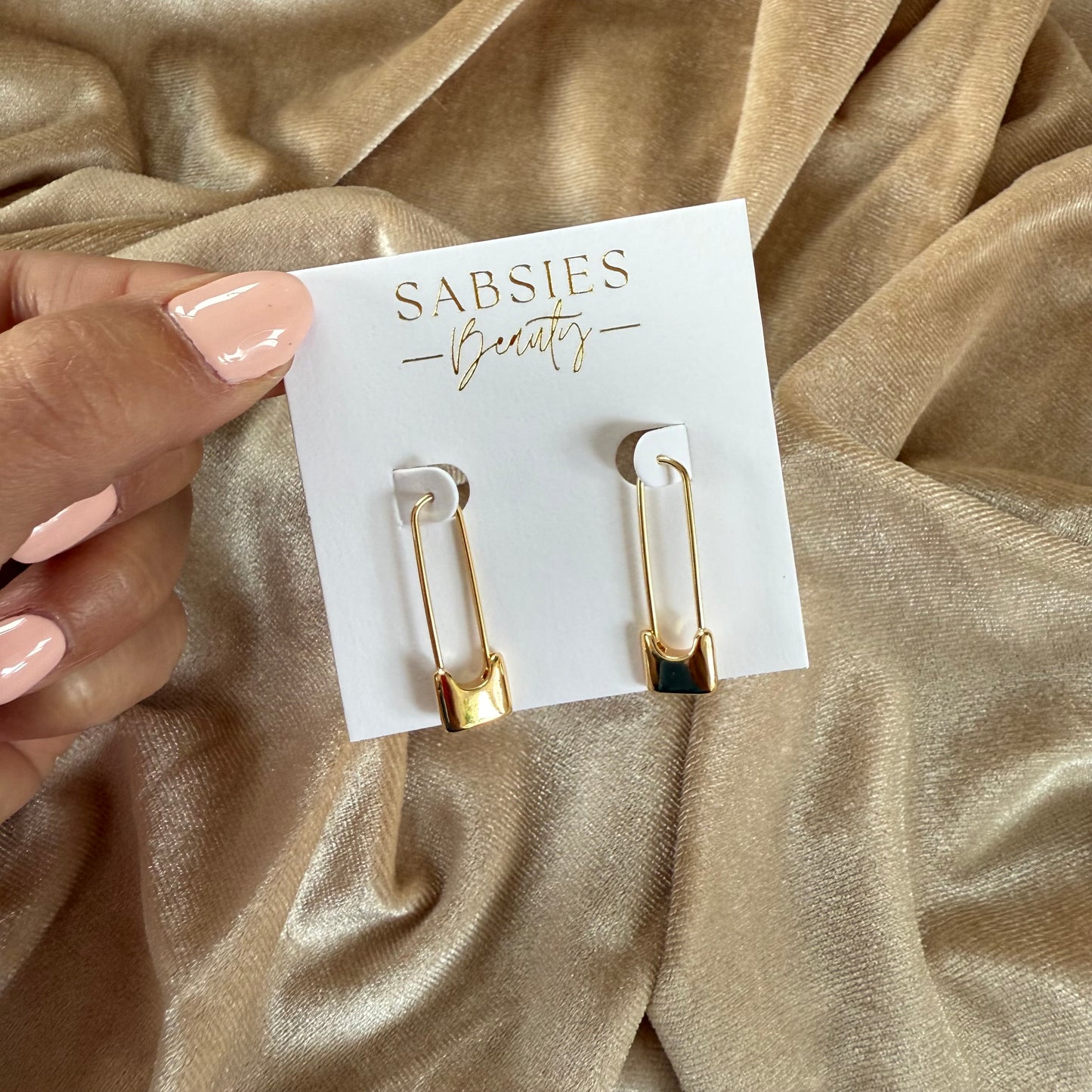 Safety Pin 18k Gold Plated Hoop