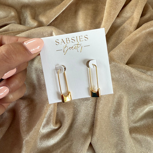 Safety Pin 18k Gold Plated Hoop