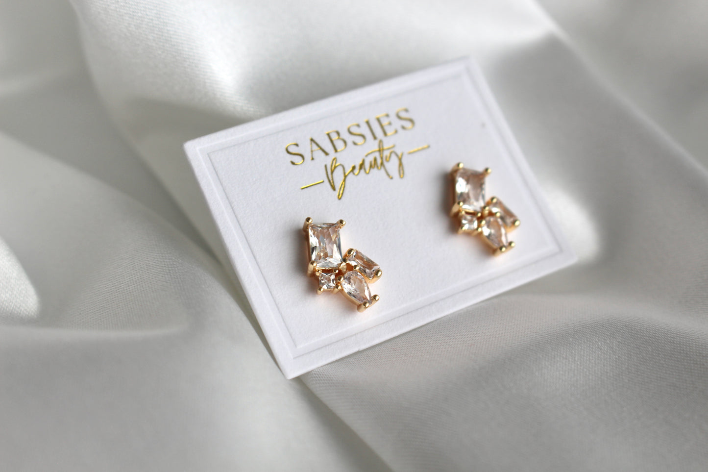 Crystal Cluster Fancy Stud 18k Gold Plated