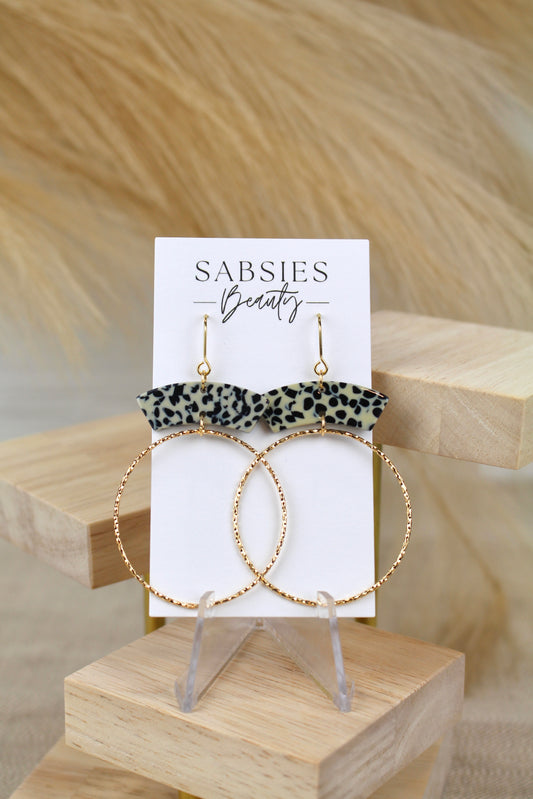 Gold Hoop with Black and Creme Accent