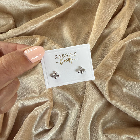Bee Stud Rhodium Plated