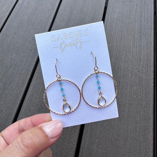 Gold and Aqua Chain Dangle