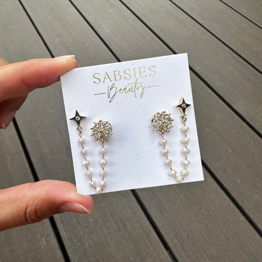 Fancy Gold Crystal Double Stud