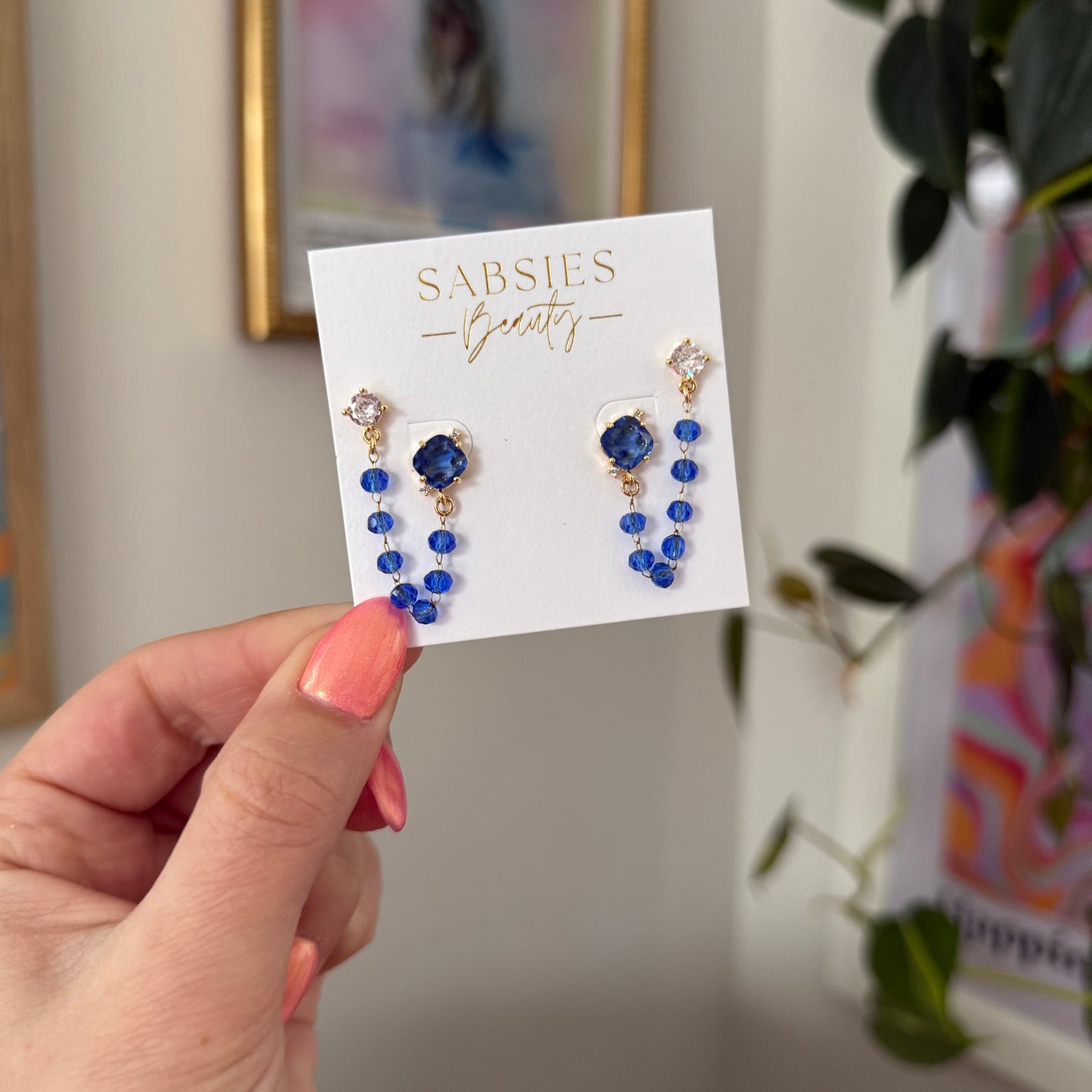 Blue Crystal and Star Double Stud