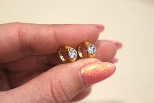Chunky Wide Cz Crystal Huggie