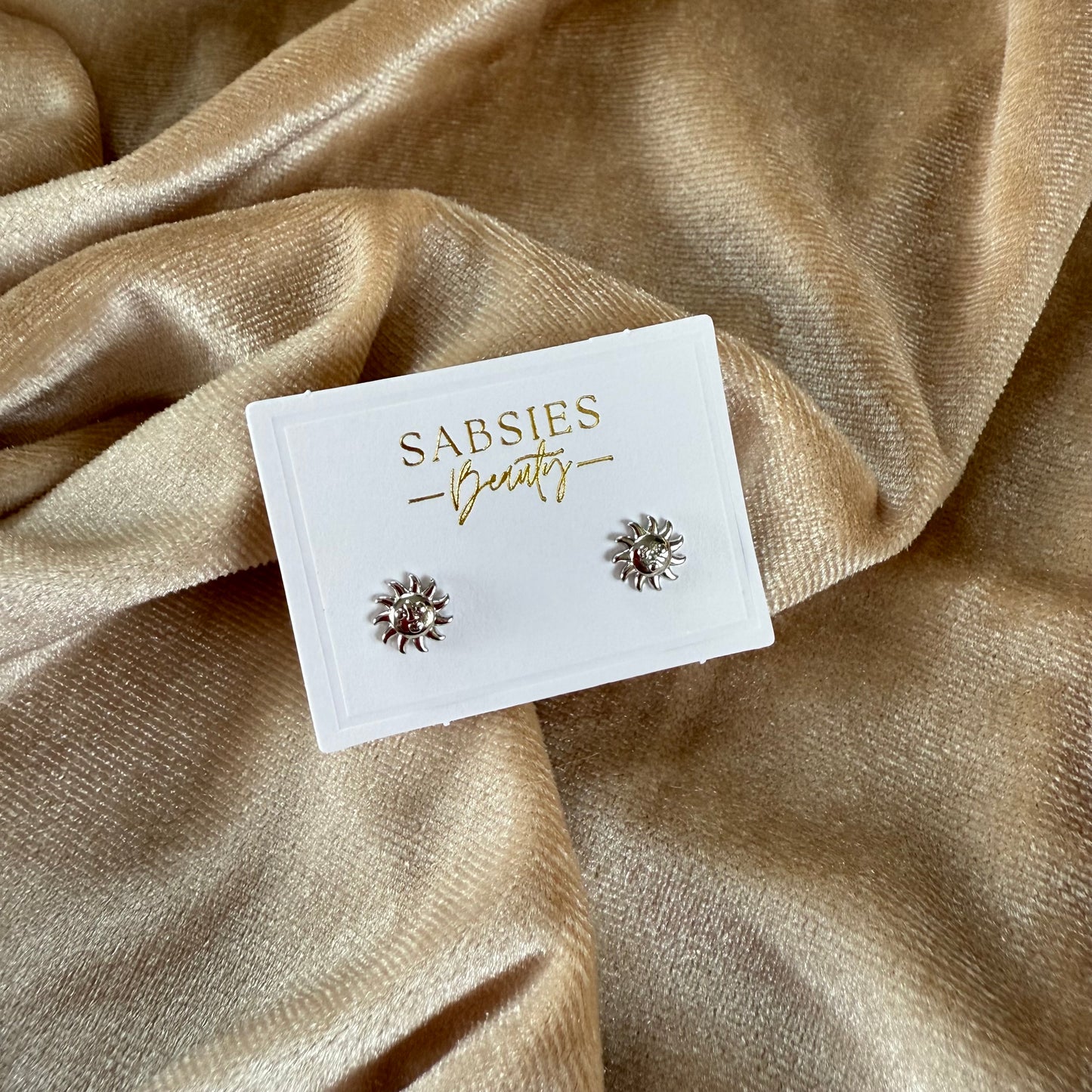 Sun Stud Rhodium Plated