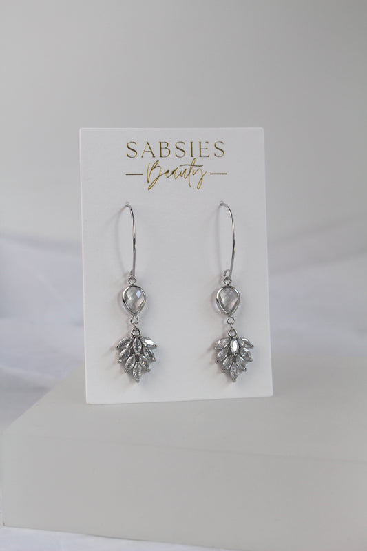 Fancy Silver Crystal Drop Earring