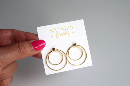 18k Gold Plated Stud Double Hoop