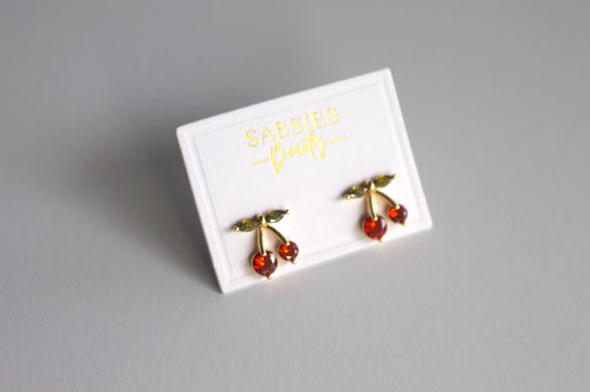 Red Cherry Stud 18k Gold Plated