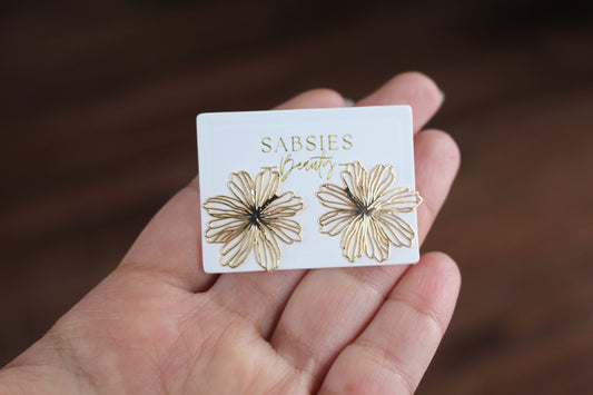 Large Floral Stud 18k Gold Plated