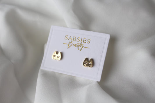 Kitty Face Stud | 18k Gold Plated