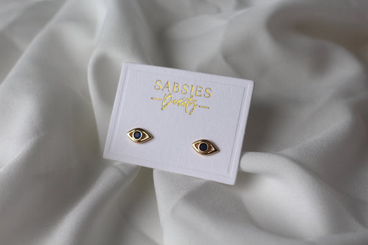 Evil Eye Stud with Blue Crystal | 18k Gold Plated