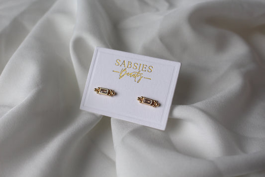 Unique Bar Crystal Stud | 18k Gold Plated