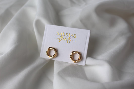 Gold Twisted Circle Stud | 18k Gold Plated