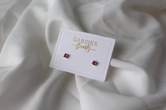 Magenta Crystal Stud | 18k Gold Plated