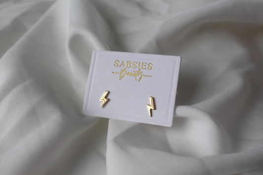 Gold Lightening Bolt Stud | 18k Gold Plated