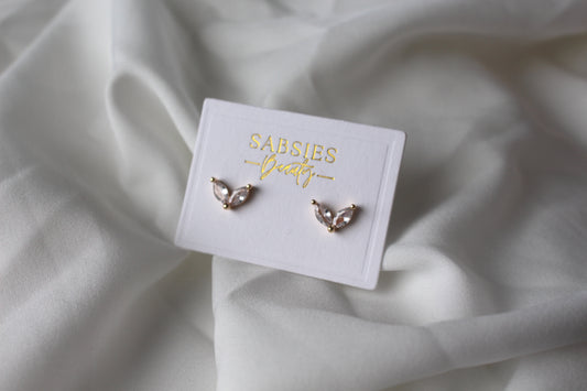 Two Crystal Stud | 18k Gold Plated