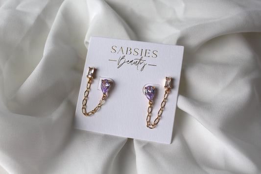 Lavender Crystal Double Stud