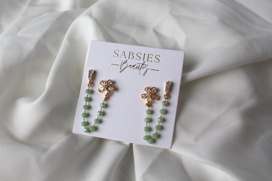 Sage Floral Chain Double Stud