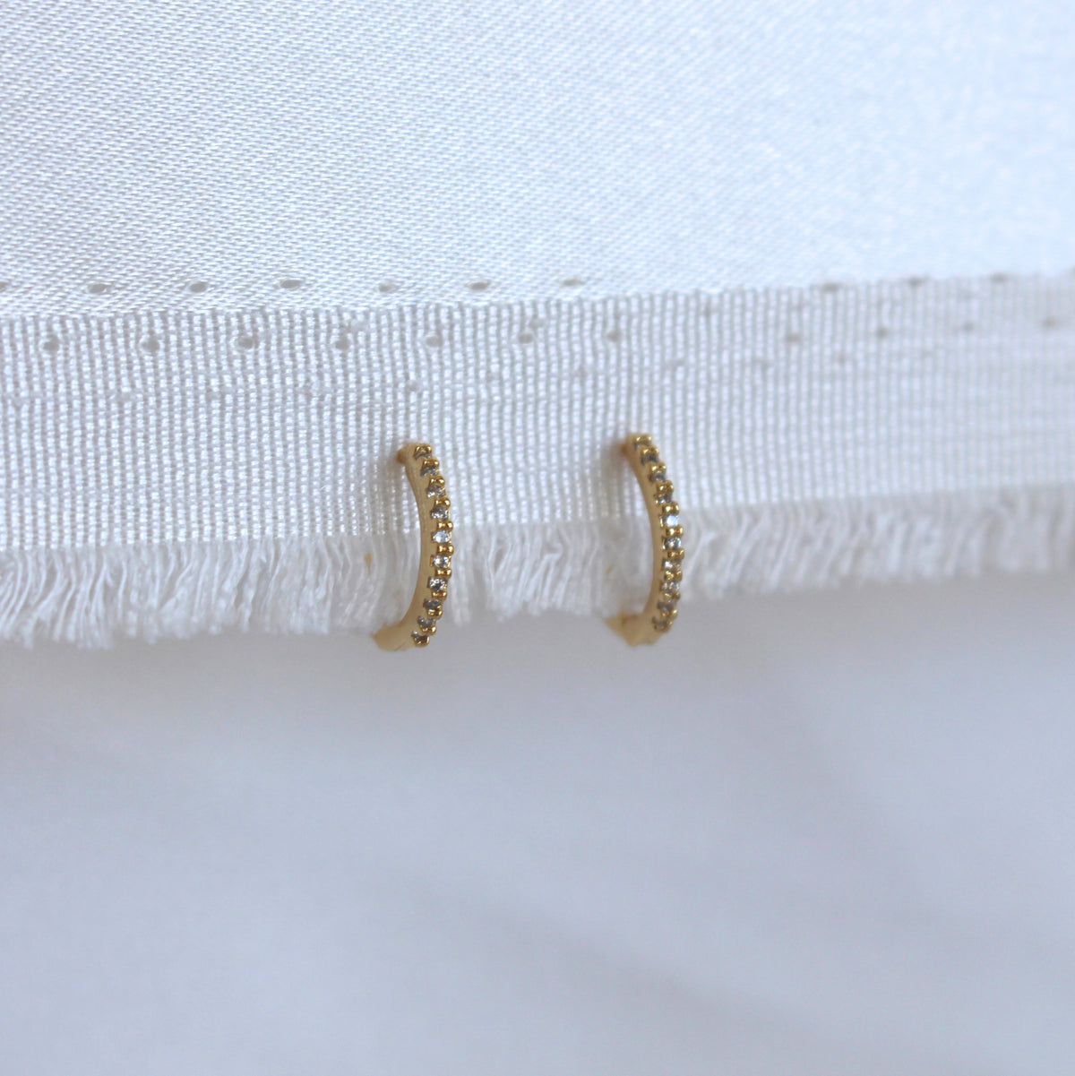 Small Crystal Lined 18k Gold Plated Huggie