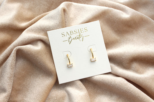 Stud Half Hoop with Crystal 18k Gold Plated