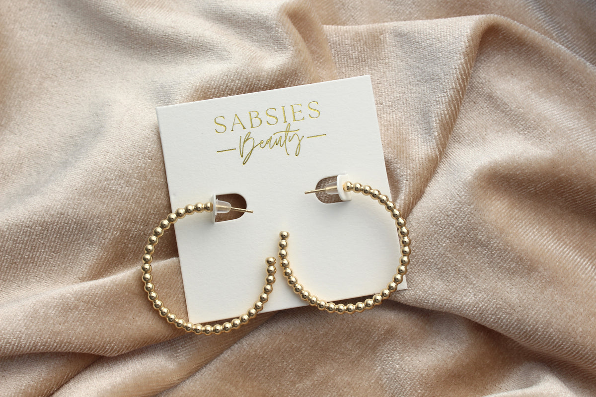 Large Bubble Open Hoop 18k Gold Plated