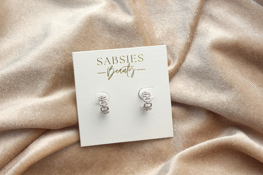 Pattern with Crystal Half Hoop Rhodium Plated