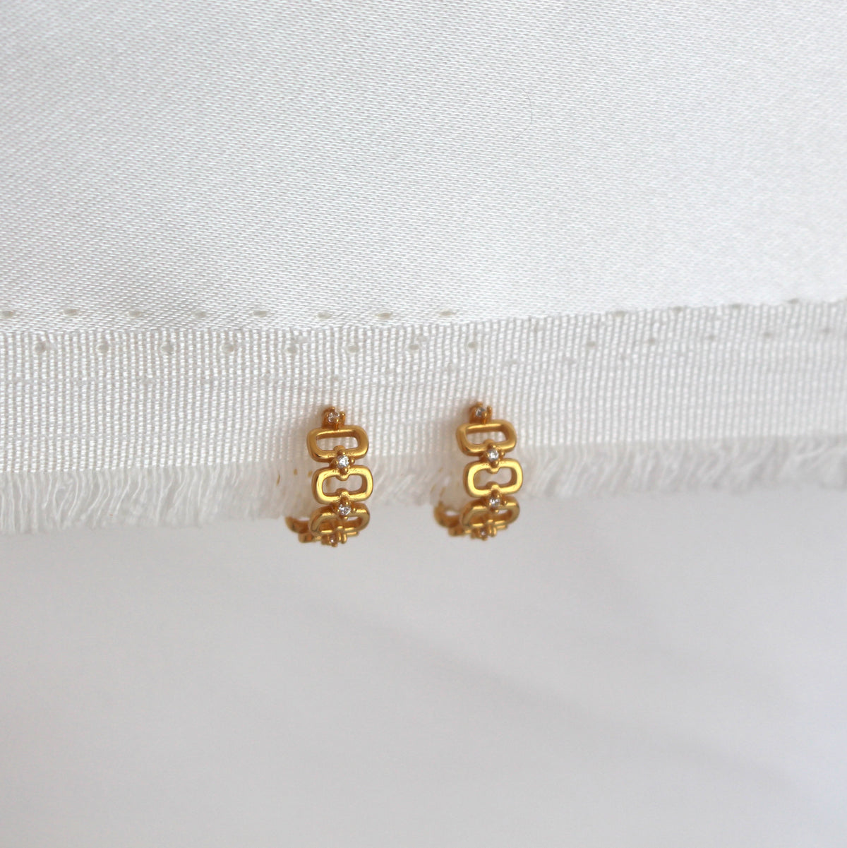 Small Open Crystal Design Half Hoop 18k Gold Plated