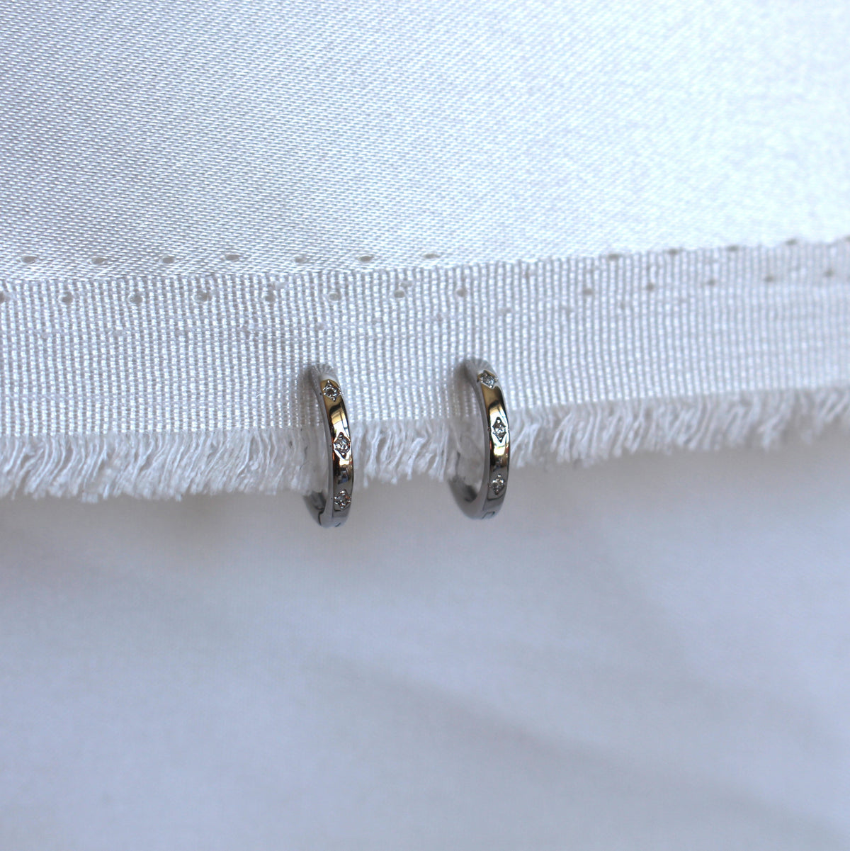Small Huggie with Crystals Rhodium Plated