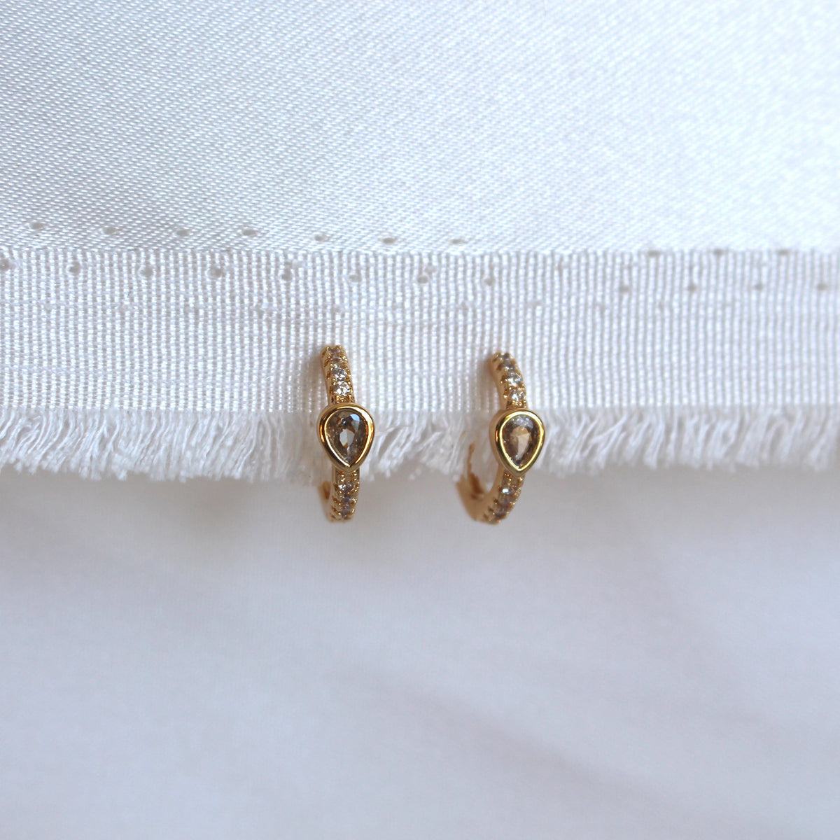 Small Crystal Styled Huggie 18k Gold Plated