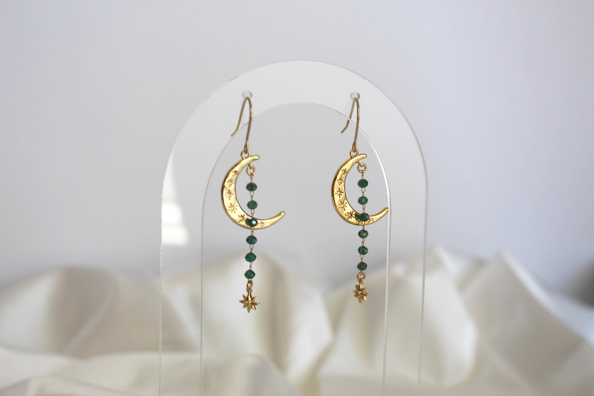 Gold Star Dangle with Emerald Beading