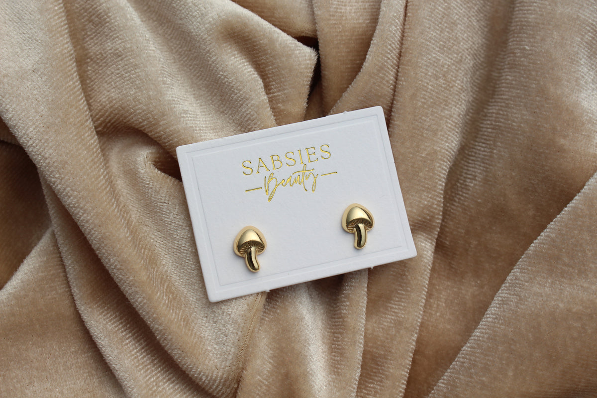 Mushroom 18k Gold Plated Stud