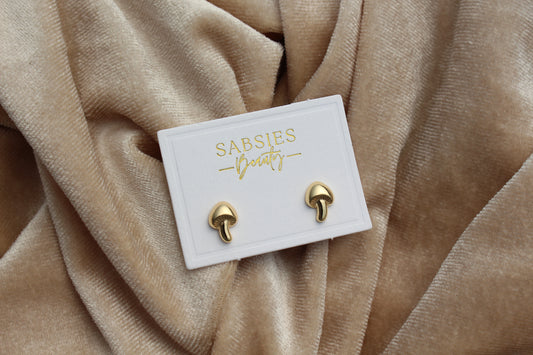 Mushroom 18k Gold Plated Stud