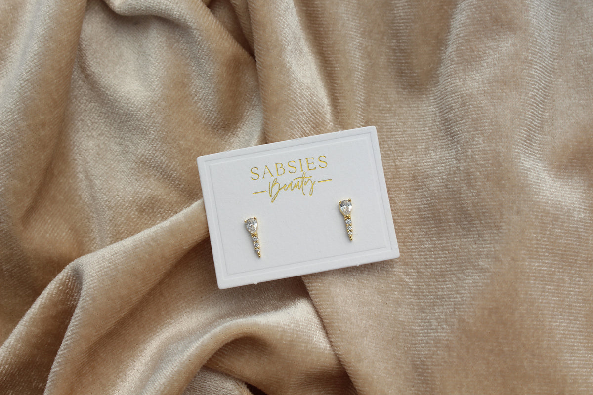 Tear Drop Crystal Stud 18k Gold Plated