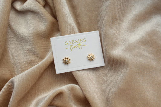 Ornate Star with Crystal Stud 18k Gold Plated