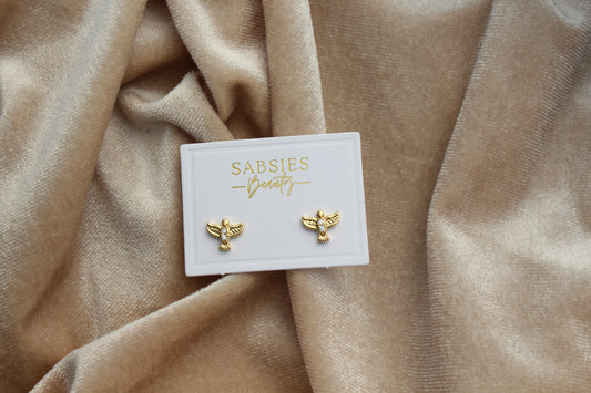 Eagle with Crystal Stud 18k Gold Plated
