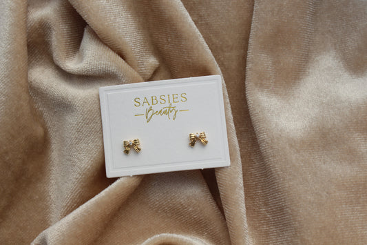 Dainty Bow with Crystal Stud 18k Gold Plated